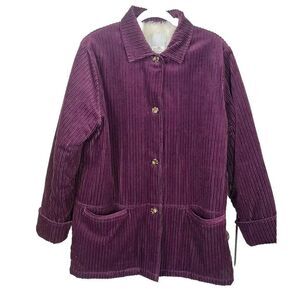 Blair Vintage Corduroy Purple Chore Barn Coat‎ Sherpa Lined Women’s Size Large